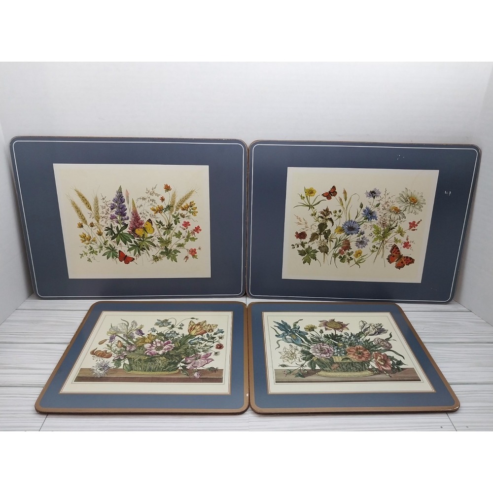 Vintage Pimpernel place mats floral butterfly cottage core gramcore nature Blue